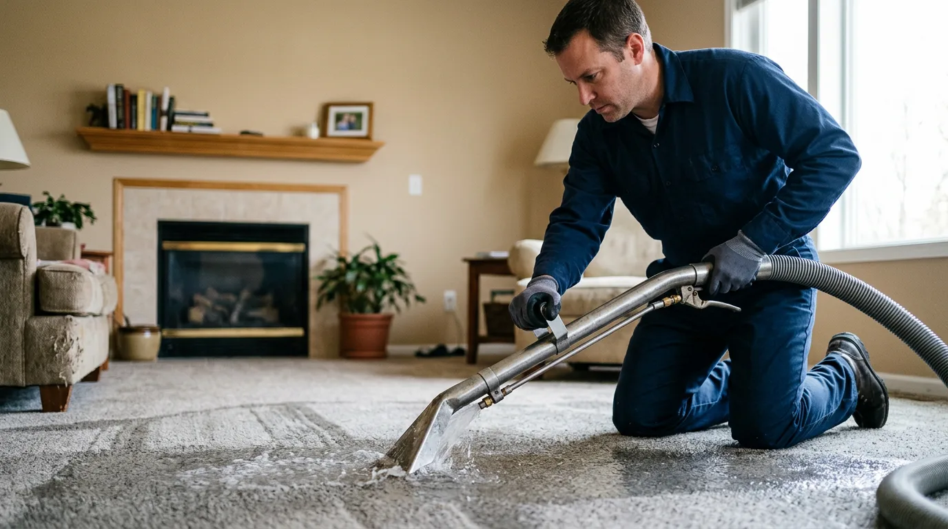 Water damage restoration technician working near Mullin, TX